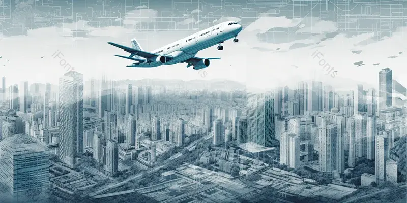 航班起飞飞机航线城市卡通背景,插画/手绘图,插画/手绘图库,插画/手绘图下载,插画/手绘